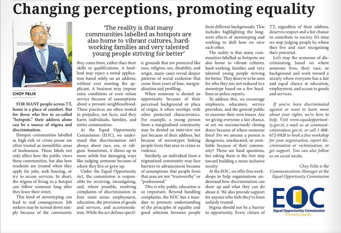 Changing perceptions promoting equality